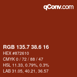 カラーコード: RGB 135.7 38.6 16 | qconv.com