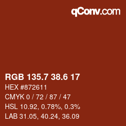 カラーコード: RGB 135.7 38.6 17 | qconv.com