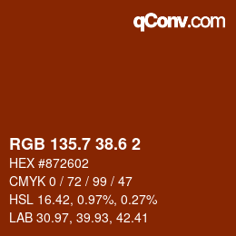 カラーコード: RGB 135.7 38.6 2 | qconv.com