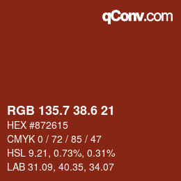 カラーコード: RGB 135.7 38.6 21 | qconv.com