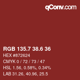 カラーコード: RGB 135.7 38.6 36 | qconv.com