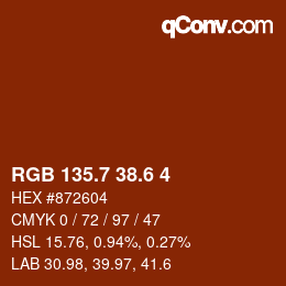カラーコード: RGB 135.7 38.6 4 | qconv.com