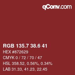 カラーコード: RGB 135.7 38.6 41 | qconv.com