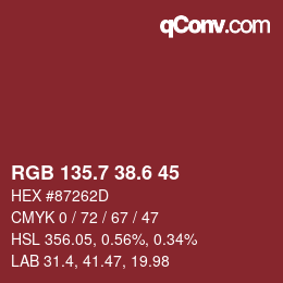 カラーコード: RGB 135.7 38.6 45 | qconv.com