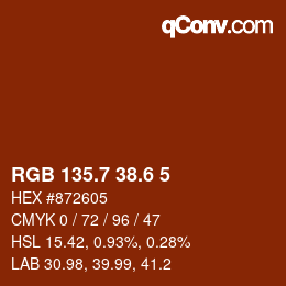 カラーコード: RGB 135.7 38.6 5 | qconv.com