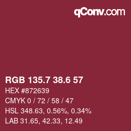 カラーコード: RGB 135.7 38.6 57 | qconv.com