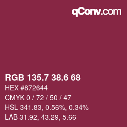 カラーコード: RGB 135.7 38.6 68 | qconv.com