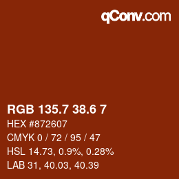 カラーコード: RGB 135.7 38.6 7 | qconv.com