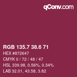 カラーコード: RGB 135.7 38.6 71 | qconv.com