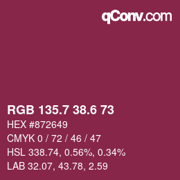 カラーコード: RGB 135.7 38.6 73 | qconv.com