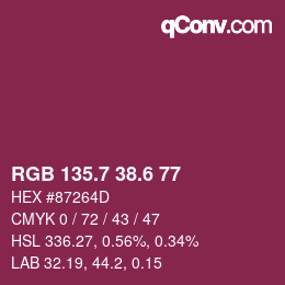 カラーコード: RGB 135.7 38.6 77 | qconv.com
