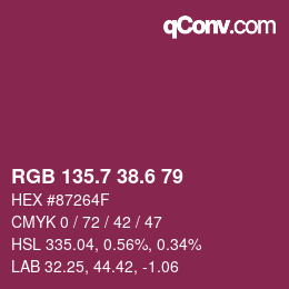カラーコード: RGB 135.7 38.6 79 | qconv.com