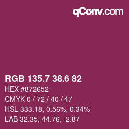 カラーコード: RGB 135.7 38.6 82 | qconv.com