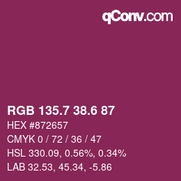 カラーコード: RGB 135.7 38.6 87 | qconv.com