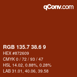 カラーコード: RGB 135.7 38.6 9 | qconv.com