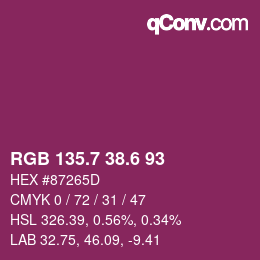 カラーコード: RGB 135.7 38.6 93 | qconv.com