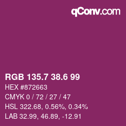 カラーコード: RGB 135.7 38.6 99 | qconv.com
