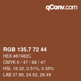 カラーコード: RGB 135.7 72 44 | qconv.com