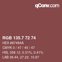 カラーコード: RGB 135.7 72 74 | qconv.com