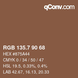 カラーコード: RGB 135.7 90 68 | qconv.com