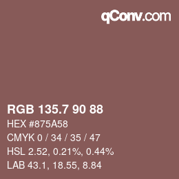 カラーコード: RGB 135.7 90 88 | qconv.com