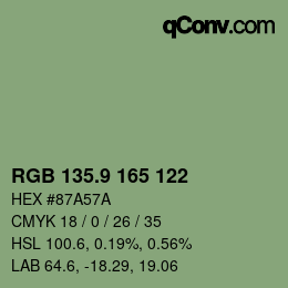 カラーコード: RGB 135.9 165 122 | qconv.com