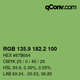 カラーコード: RGB 135.9 182.2 100 | qconv.com