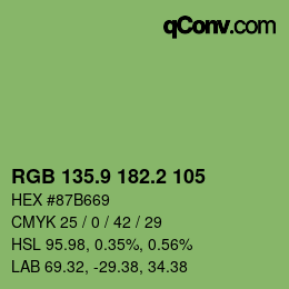 カラーコード: RGB 135.9 182.2 105 | qconv.com