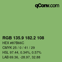 カラーコード: RGB 135.9 182.2 108 | qconv.com