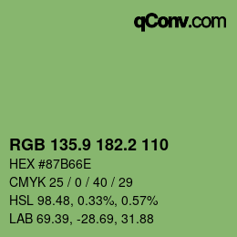 カラーコード: RGB 135.9 182.2 110 | qconv.com