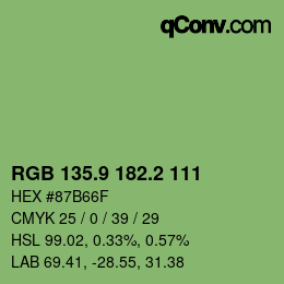 カラーコード: RGB 135.9 182.2 111 | qconv.com