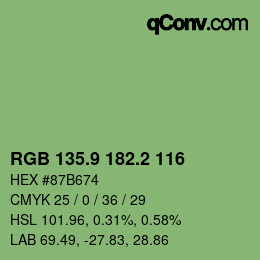 カラーコード: RGB 135.9 182.2 116 | qconv.com