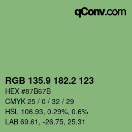 カラーコード: RGB 135.9 182.2 123 | qconv.com