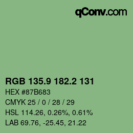 カラーコード: RGB 135.9 182.2 131 | qconv.com