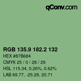 カラーコード: RGB 135.9 182.2 132 | qconv.com