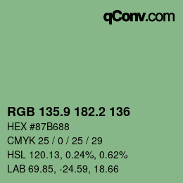 カラーコード: RGB 135.9 182.2 136 | qconv.com
