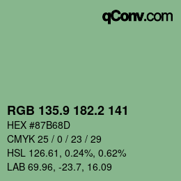 カラーコード: RGB 135.9 182.2 141 | qconv.com