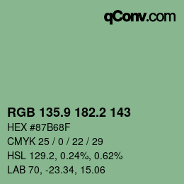 カラーコード: RGB 135.9 182.2 143 | qconv.com