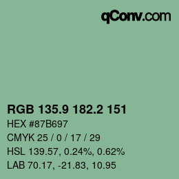 カラーコード: RGB 135.9 182.2 151 | qconv.com
