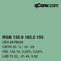 カラーコード: RGB 135.9 182.2 153 | qconv.com