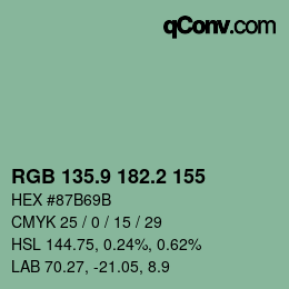 カラーコード: RGB 135.9 182.2 155 | qconv.com