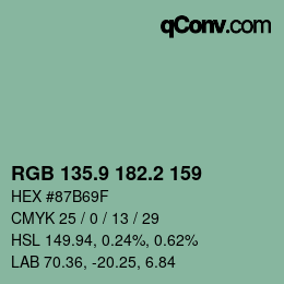 カラーコード: RGB 135.9 182.2 159 | qconv.com