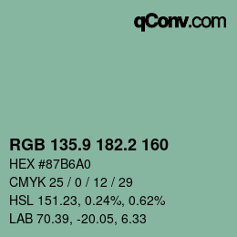 カラーコード: RGB 135.9 182.2 160 | qconv.com