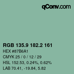 カラーコード: RGB 135.9 182.2 161 | qconv.com