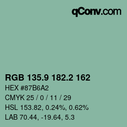 カラーコード: RGB 135.9 182.2 162 | qconv.com