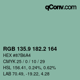 カラーコード: RGB 135.9 182.2 164 | qconv.com