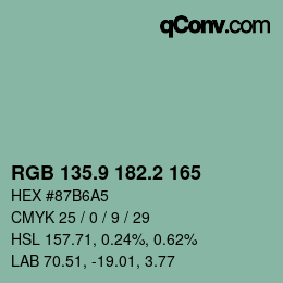カラーコード: RGB 135.9 182.2 165 | qconv.com