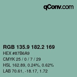 Color code: RGB 135.9 182.2 169 | qconv.com