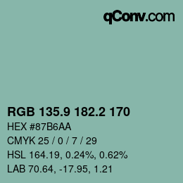 Color code: RGB 135.9 182.2 170 | qconv.com
