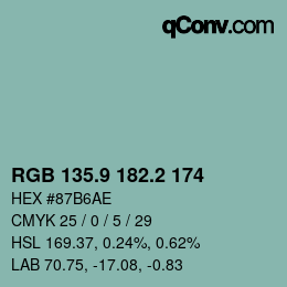 Color code: RGB 135.9 182.2 174 | qconv.com